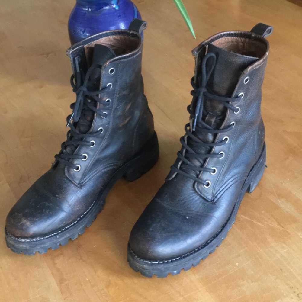 Frye Veronica Combat boots with Vibram lug sole